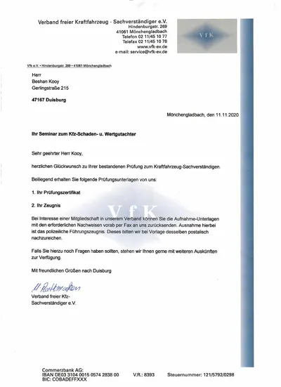 Nachweis: Zeugnis Sachverständiger